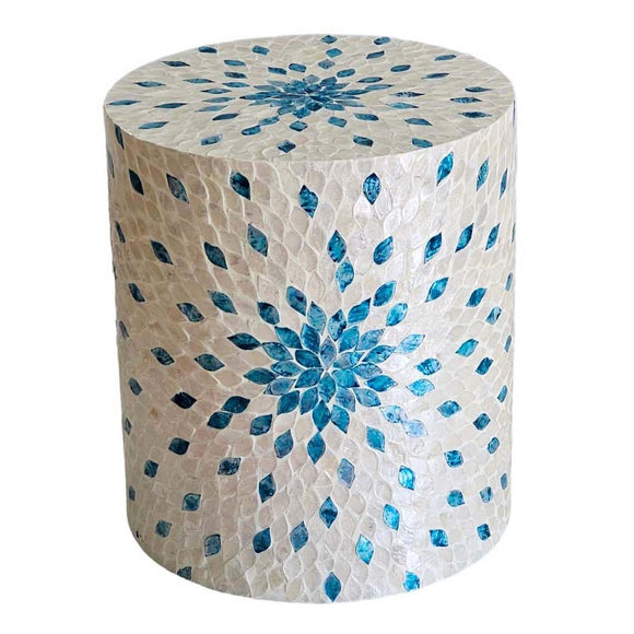 NNEDSZ MOTHER OF PEARL AQUAMARINE DREAM STOOL/SIDE TABLE