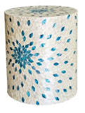 NNEDSZ MOTHER OF PEARL AQUAMARINE DREAM STOOL/SIDE TABLE
