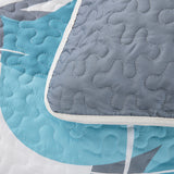 NNEDSZ Vintage Delicate Teal floaral Pattern 3 Pc Bedspread & Pillow Cover Set