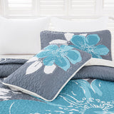 NNEDSZ Vintage Delicate Teal floaral Pattern 3 Pc Bedspread & Pillow Cover Set