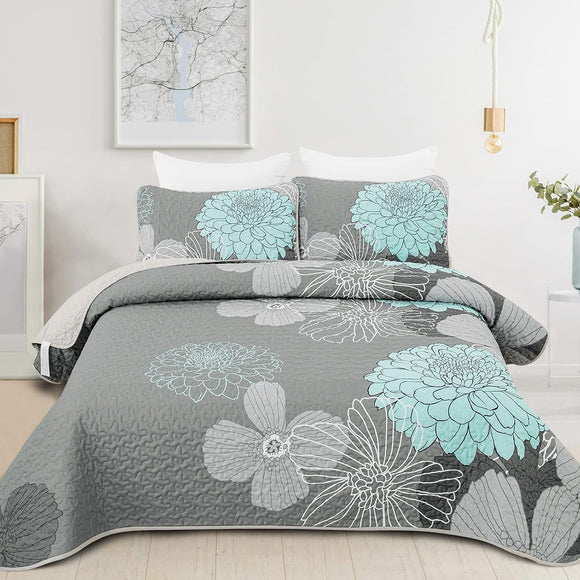 NNEDSZ Luxurious Soft matty floral 3 Pc Bedspread & Pillow Cover Set