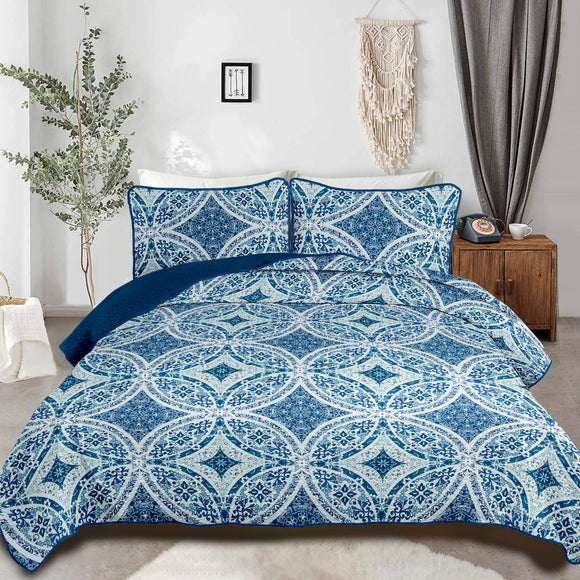 NNEDSZ Whimsical Winter Frosty Elegant 3 Pc Bedspread & Pillow Cover Set