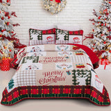 NNEDSZ Festive snowman merry Christmas Queen Bedspread Set