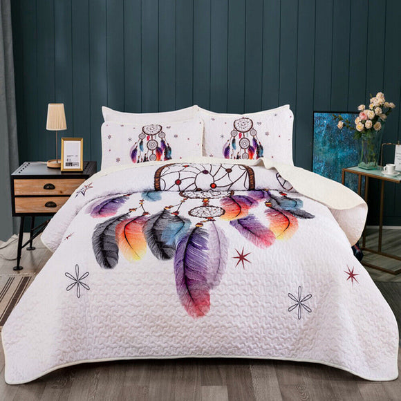 NNEDSZ Radiant dreamcatcher white cultural 3 Pc Bedspread & Pillow Cover Set