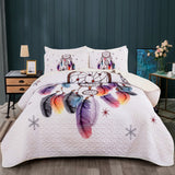 NNEDSZ Radiant dreamcatcher white cultural 3 Pc Bedspread & Pillow Cover Set