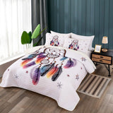 NNEDSZ Radiant dreamcatcher white cultural 3 Pc Bedspread & Pillow Cover Set