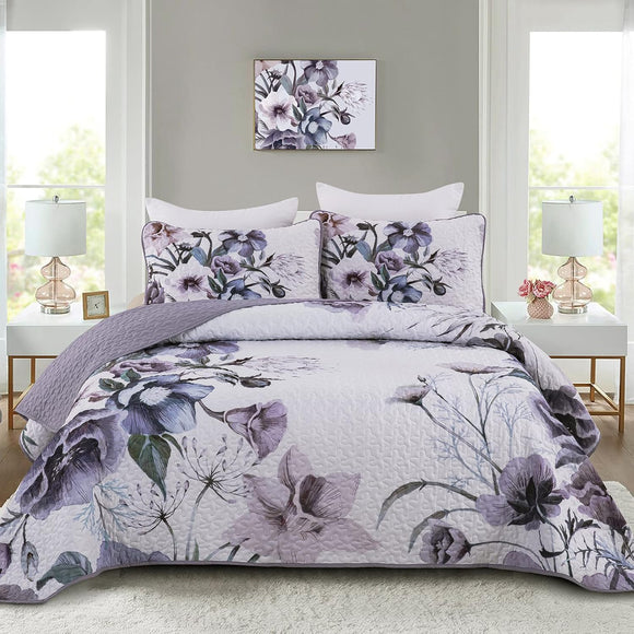 NNEDSZ Romantic Wildflower Soft Cozy 3 Pc Bedspread & Pillow Cover Set