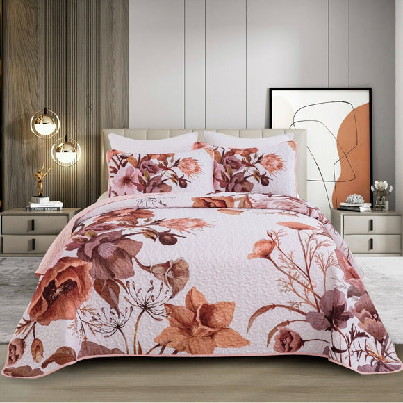 NNEDSZ Serene Botanical Whisper romentic 3 Pc Bedspread & Pillow Cover Set