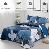 NNEDSZ Frosted Magnolia Chic blue 3 Pc Bedspread & Pillow Cover Set