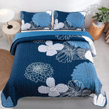 NNEDSZ Frosted Magnolia Chic blue 3 Pc Bedspread & Pillow Cover Set