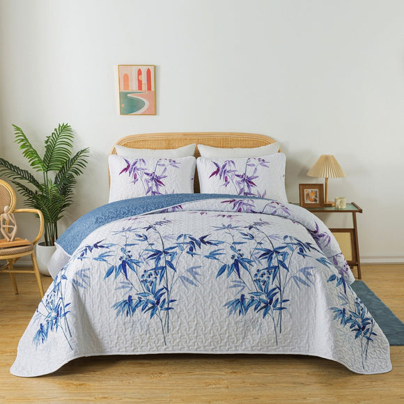 NNEDSZ Ornate Vintage Lace purple blue3 Pc Bedspread & Pillow Cover Set
