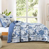 NNEDSZ Blossoming Peony Garden blue white 3 Pc Bedspread & Pillow Cover Set