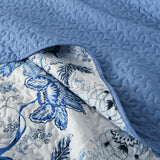 NNEDSZ Blossoming Peony Garden blue white 3 Pc Bedspread & Pillow Cover Set