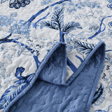 NNEDSZ Blossoming Peony Garden blue white 3 Pc Bedspread & Pillow Cover Set