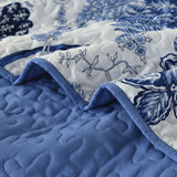 NNEDSZ Blossoming Peony Garden blue white 3 Pc Bedspread & Pillow Cover Set