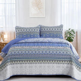 NNEDSZ Blue teak Sunrise Floral Lightweight 3 Pc Bedspread & Pillow Cover Set