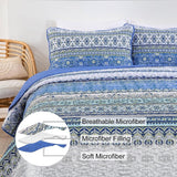 NNEDSZ Blue teak Sunrise Floral Lightweight 3 Pc Bedspread & Pillow Cover Set