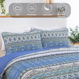 NNEDSZ Blue teak Sunrise Floral Lightweight 3 Pc Bedspread & Pillow Cover Set