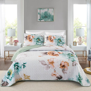 NNEDSZ Rustic Farmhouse Chic floral Cozy 3 Pc Bedspread & Pillow Cover Set
