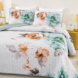 NNEDSZ Rustic Farmhouse Chic floral Cozy 3 Pc Bedspread & Pillow Cover Set