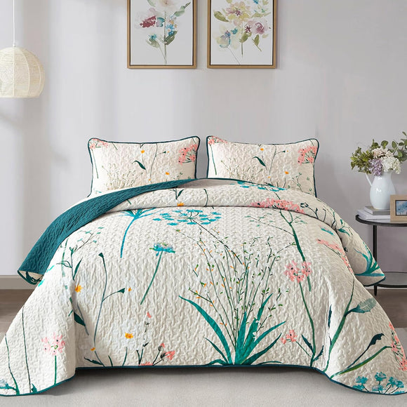 NNEDSZ Soft floaral Orchid Dream 3 Pc Bedspread & Pillow Cover Set