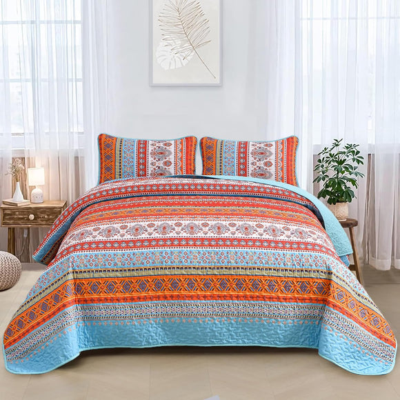 NNEDSZ Serene boho peony Plush 3 Pc Bedspread & Pillow Cover Set
