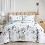 NNEDSZ Soft leafey bloom Quilted 3 Pc Bedspread & Pillow Cover Set