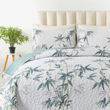 NNEDSZ Soft leafey bloom Quilted 3 Pc Bedspread & Pillow Cover Set