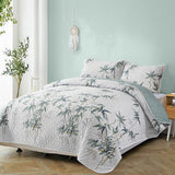 NNEDSZ Soft leafey bloom Quilted 3 Pc Bedspread & Pillow Cover Set