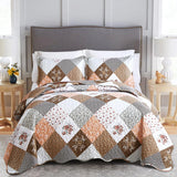 NNEDSZ Gleaming rust brown colo patchwork 3 Pc Bedspread & Pillow Cover Set