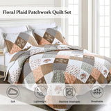 NNEDSZ Gleaming rust brown colo patchwork 3 Pc Bedspread & Pillow Cover Set