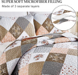 NNEDSZ Gleaming rust brown colo patchwork 3 Pc Bedspread & Pillow Cover Set