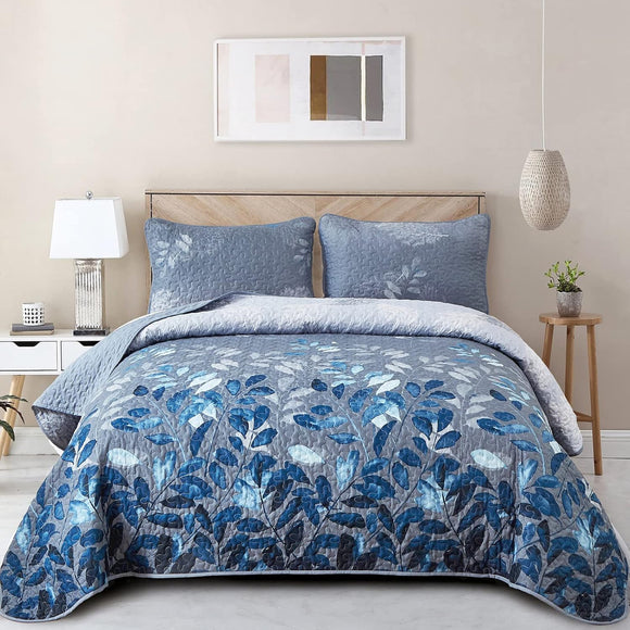 NNEDSZ Tranquil Zen Garden Floral 3 Pc Bedspread & Pillow Cover Set