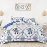 NNEDSZ Rich white blue Elegant 3 Pc Bedspread & Pillow Cover Set