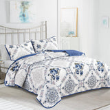 NNEDSZ Rich white blue Elegant 3 Pc Bedspread & Pillow Cover Set
