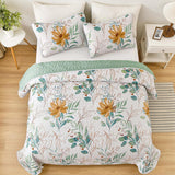 NNEDSZ Serene green Blossom Cozy 3 Pc Bedspread & Pillow Cover Set