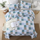 NNEDSZ Frosted Blue Hydrangea Elegant 3 Pc Bedspread & Pillow Cover Set