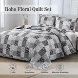 NNEDSZ Autumn patchwork B/W Pattern 3 Pc Bedspread & Pillow Cover Set