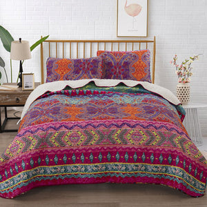 NNEDSZ Multicolor Honeycomb Bloom Textured 3 Pc Bedspread & Pillow Cover Set