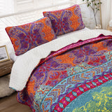 NNEDSZ Multicolor Honeycomb Bloom Textured 3 Pc Bedspread & Pillow Cover Set