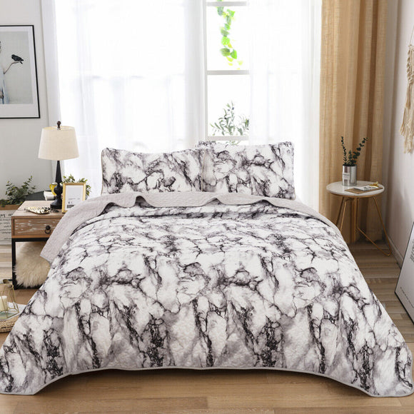 NNEDSZ Marble Whisper Lightweight 3 Pc Bedspread & Pillow Cover Set