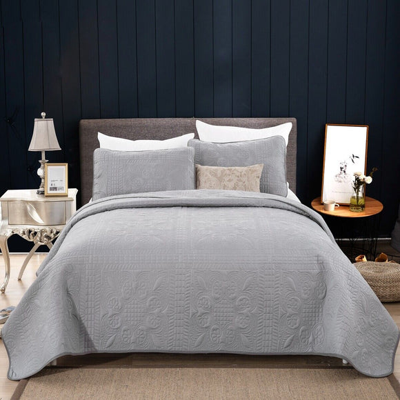 NNEDSZ Plain Grey Choc urban 3 Pc Bedspread & Pillow Cover Set
