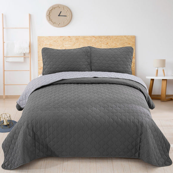 NNEDSZ Plain Soft 3 Pc Bedspread & Pillow Cover Set