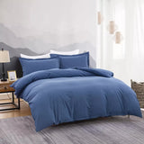 NNEDSZ 100% cotton Premium Doona Duvet Quilt Cover Set with Soft Pillowcases - Blue-Queen