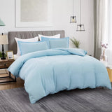 NNEDSZ 100% cotton Premium Doona Duvet Quilt Cover Set with Soft Pillowcases - Aqua-Queen