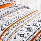 NNEDSZ Boho Comforter Set, Queen Size, Reversible Orange Geometric 3-Piece Bedding Collection