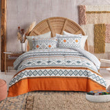 NNEDSZ Boho Comforter Set, King Size, Reversible Orange Geometric 3-Piece Bedding Collection