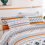 NNEDSZ Boho Comforter Set, King Size, Reversible Orange Geometric 3-Piece Bedding Collection