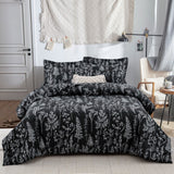 NNEDSZ Floral Leaves Comforter Set, King Size, Microfiber Quilted Bedding with Pillowcase