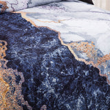 NNEDSZ Blue Marble Comforter Set, King Size, Retro Watercolor 3-Piece Bedding Ensemble